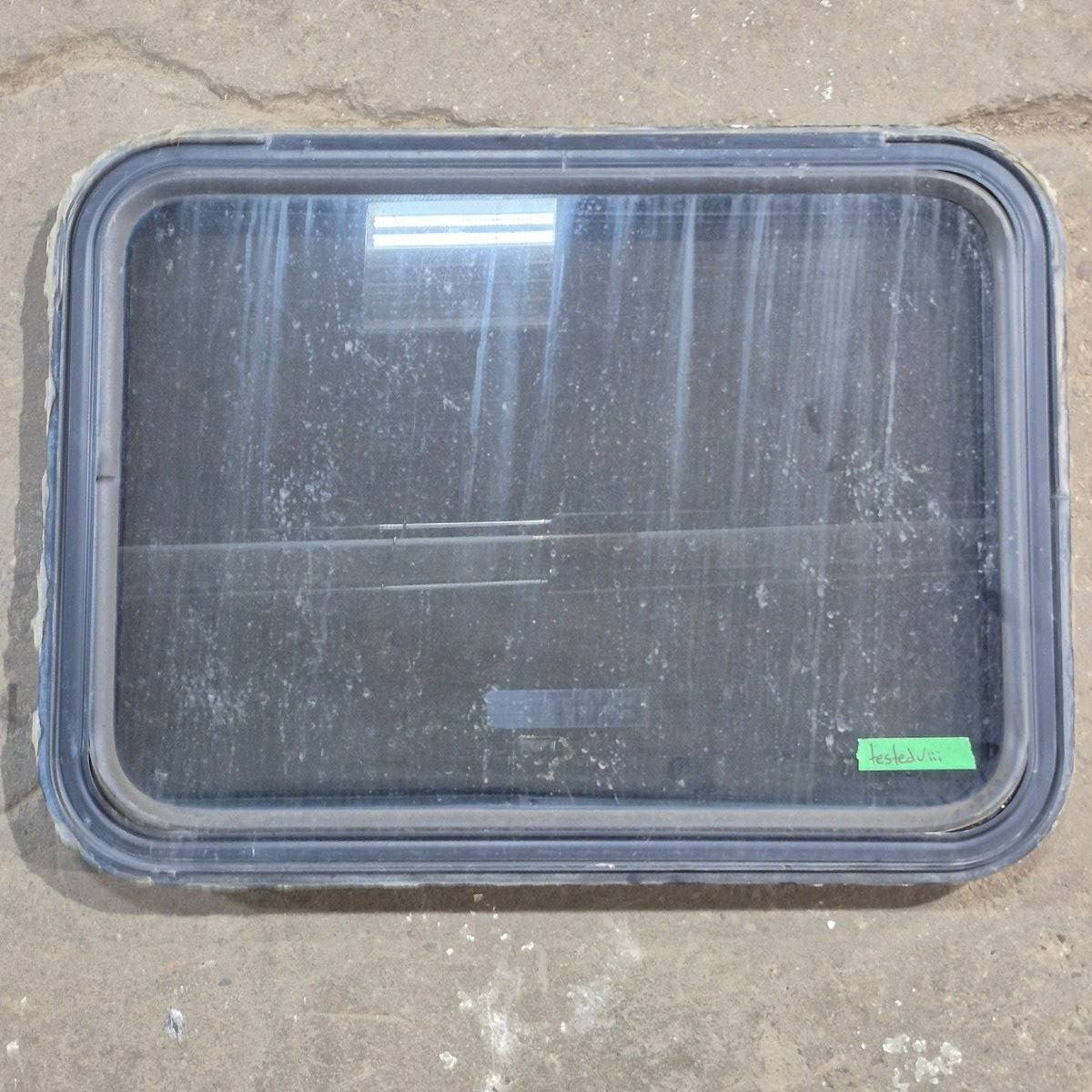 Used Black Radius Emergency Opening Window : 29" X 21.25" X 1.875" - Young Farts RV Parts