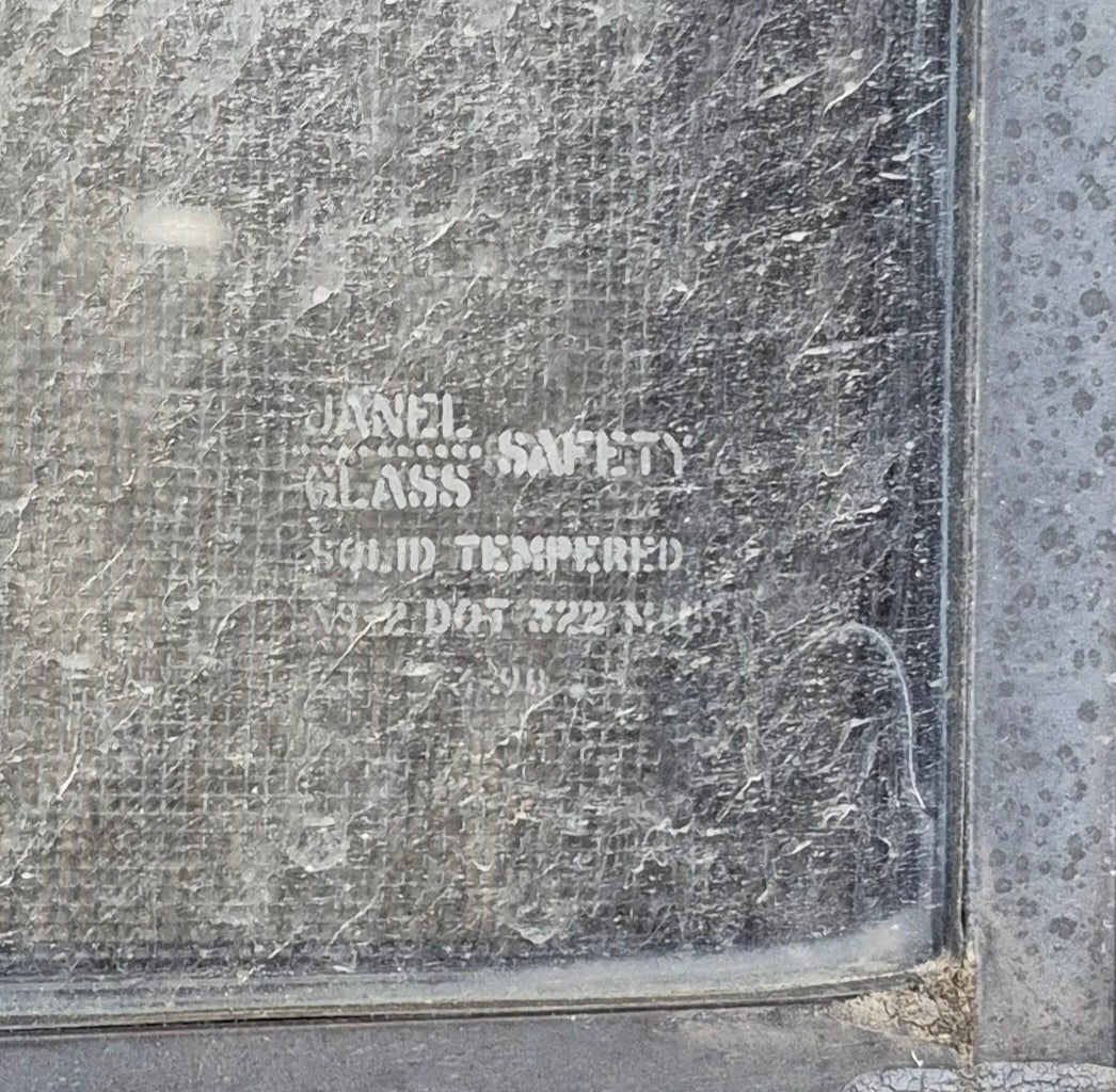 Used Black Radius Emergency Opening Window : 47 1/4" W x 21 1/4" H x 1 7/8" - Young Farts RV Parts