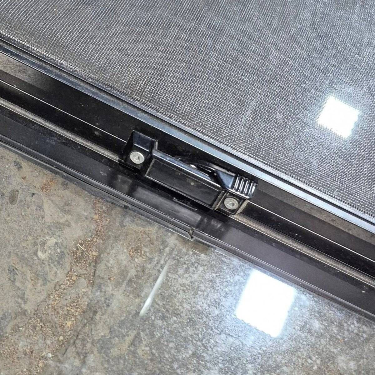 Used Black Radius Emergency Opening Window - 60 X 21.75 X 1.875 - Young Farts RV Parts
