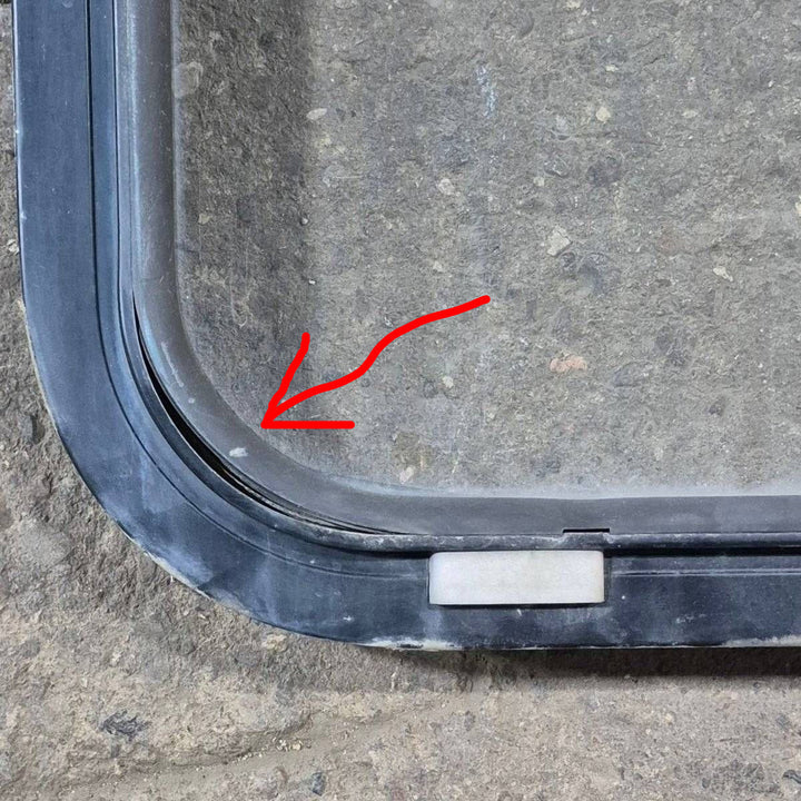 Used Black Radius Emergency Opening Window - 60.25 X 21.75 X 1.75 - Young Farts RV Parts