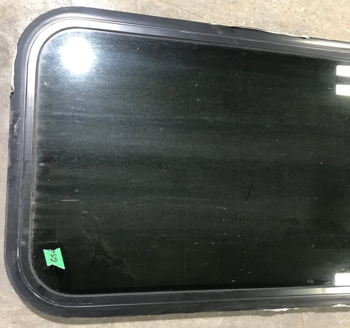 Used Black Radius Non Opening Window : 17 1/2" W x 39 1/2" H x 1 7/8" D - Young Farts RV Parts