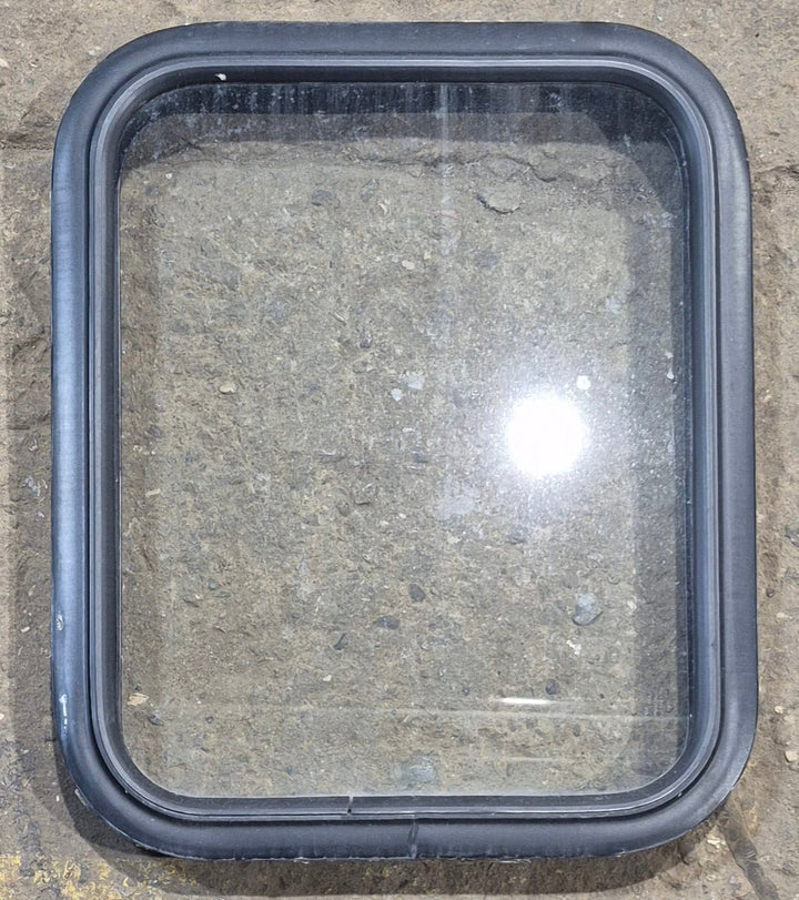 Used Black Radius Non Opening Window : 17 1/4" W x 21 1/2" H x 1 7/8" - Young Farts RV Parts