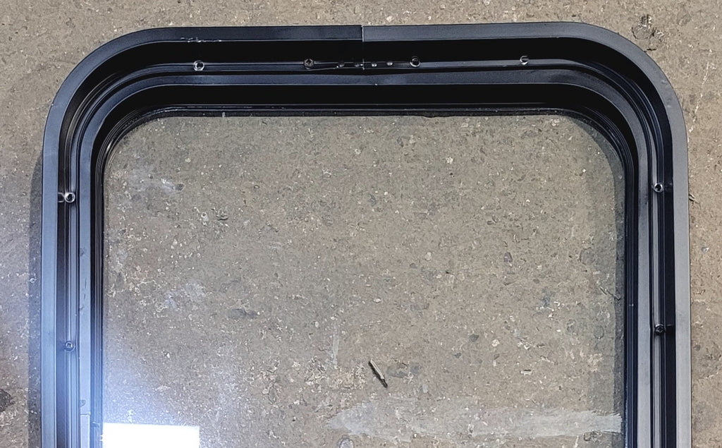 Used Black Radius Non Opening Window : 18 1/4" W x 21 3/4" H x 1 3/4" - Young Farts RV Parts