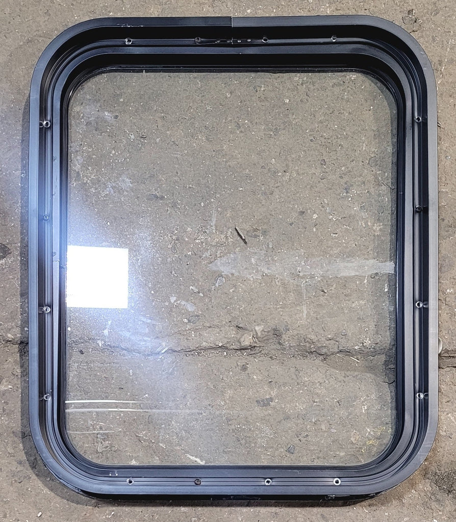 Used Black Radius Non Opening Window : 18 1/4" W x 21 3/4" H x 1 3/4" - Young Farts RV Parts