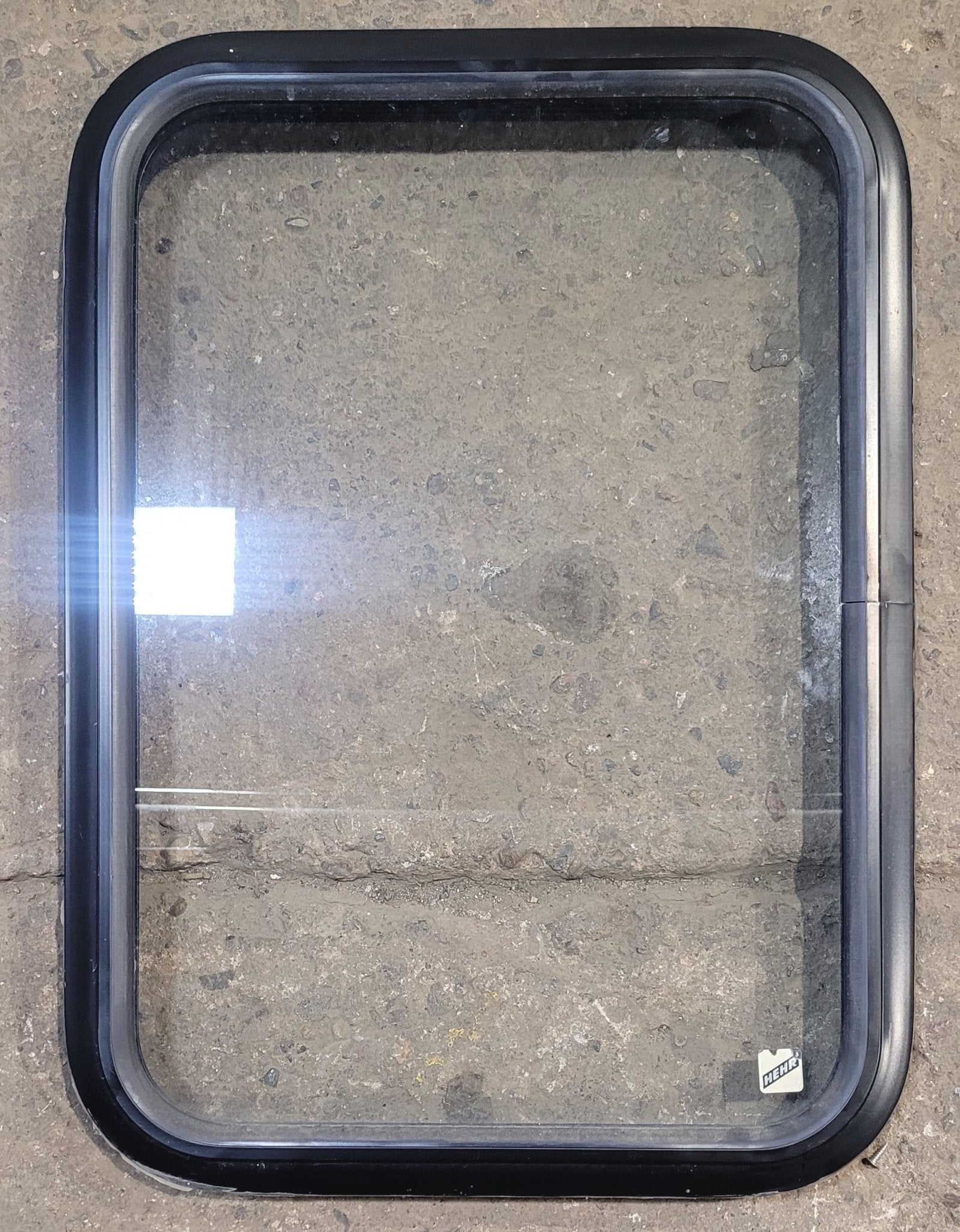 Used Black Radius Non Opening Window : 18 1/4" W x 25 3/4" H x 1 3/4" - Young Farts RV Parts