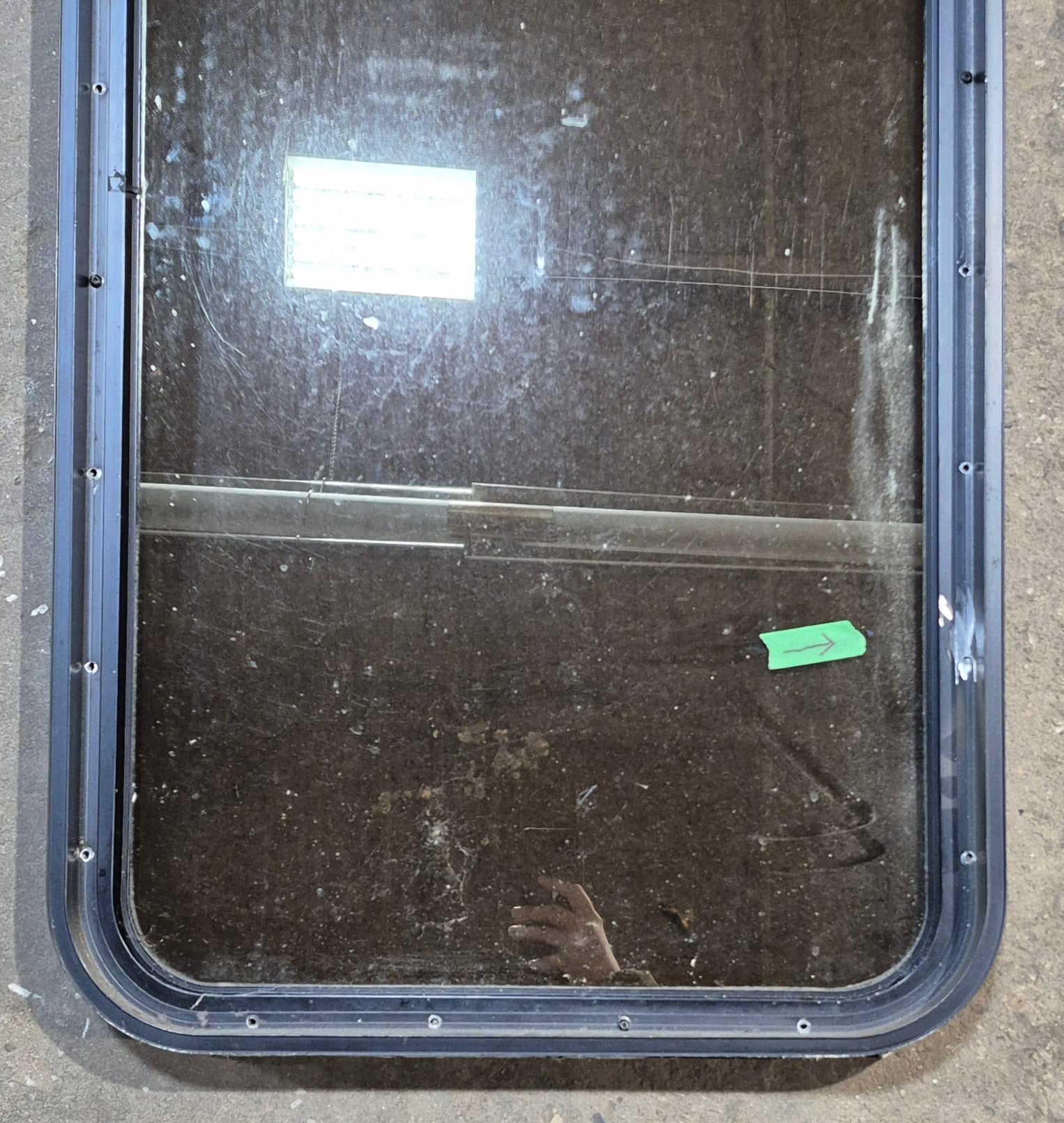 Used Black Radius Non Opening Window : 21 3/4