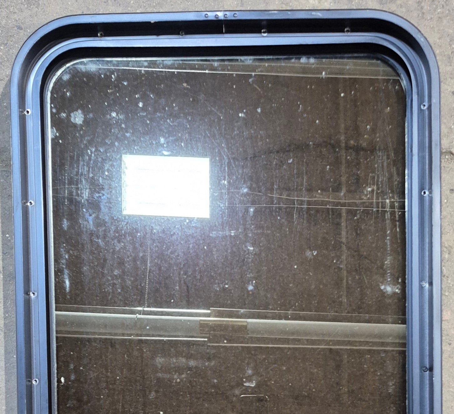 Used Black Radius Non Opening Window : 21 3/4" W x 42 1/4" H x 2" - Young Farts RV Parts