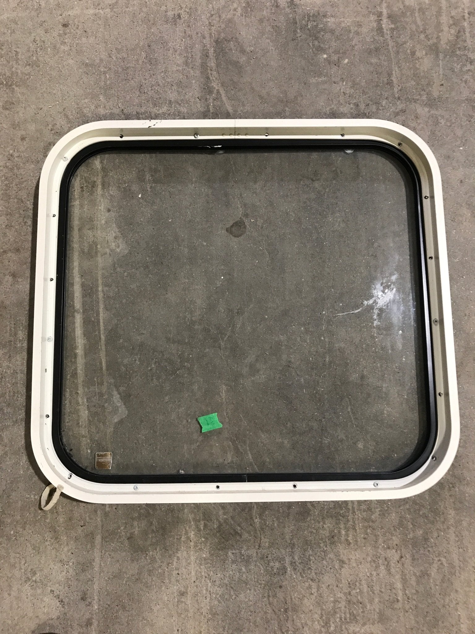 Used Black Radius Non Opening Window : 23 1/2" W x 22" H x 1 7/8" - Young Farts RV Parts
