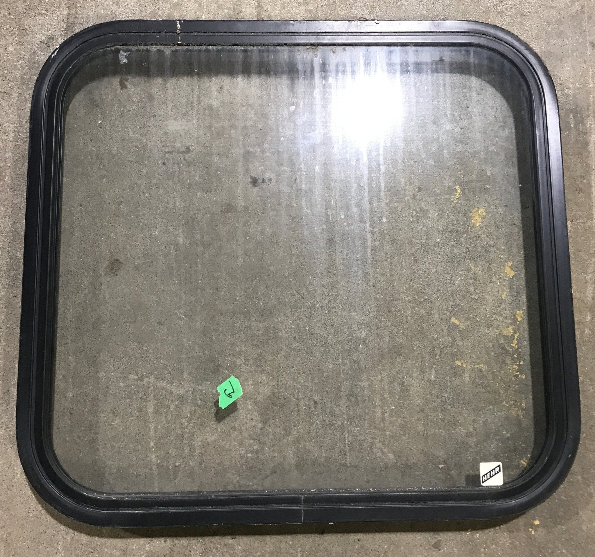Used Black Radius Non Opening Window : 23 1/2" W x 22" H x 1 7/8" - Young Farts RV Parts