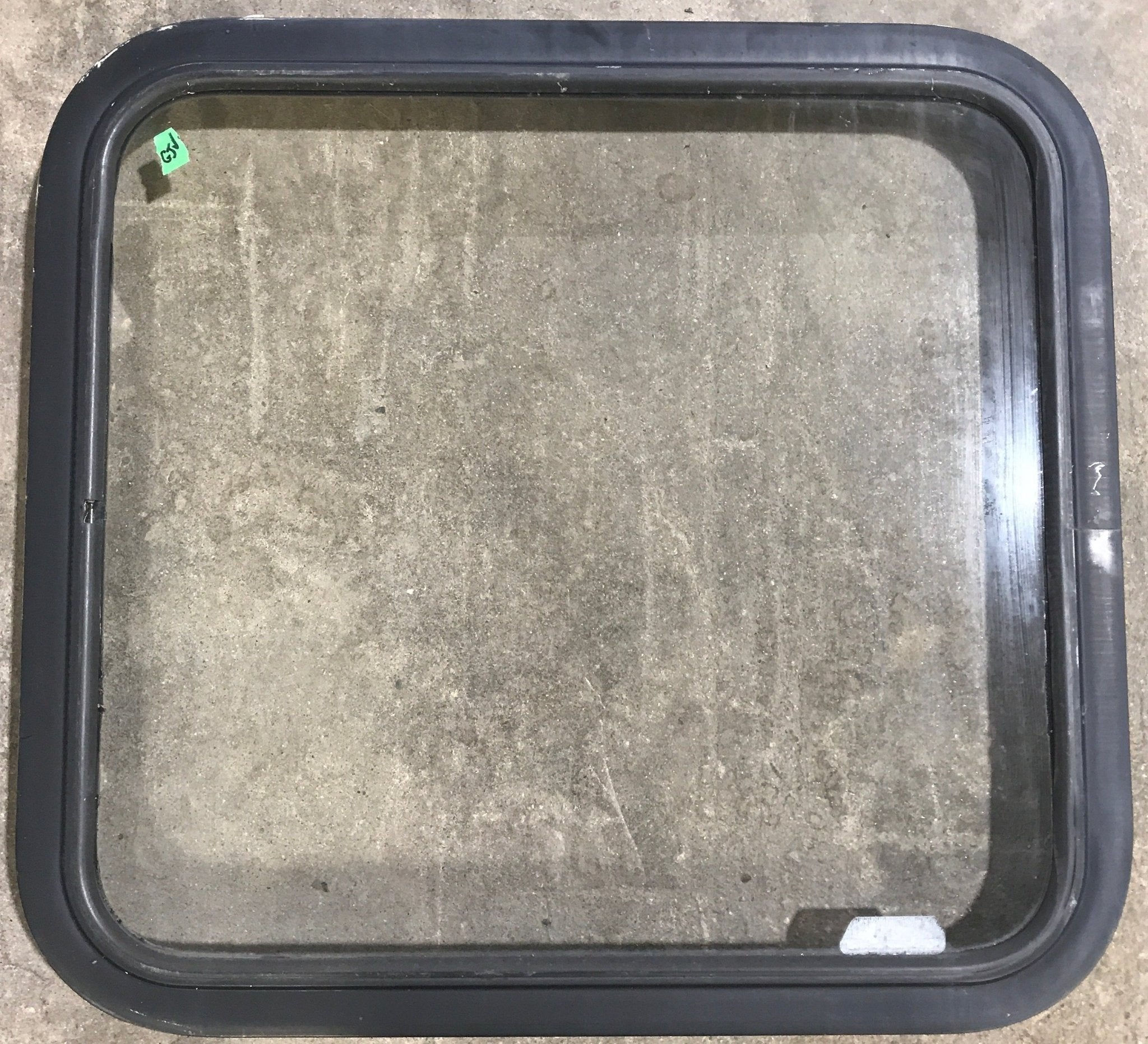 Used Black Radius Non Opening Window : 23 1/4" W x 21 1/4" H x 1 7/8" D - Young Farts RV Parts