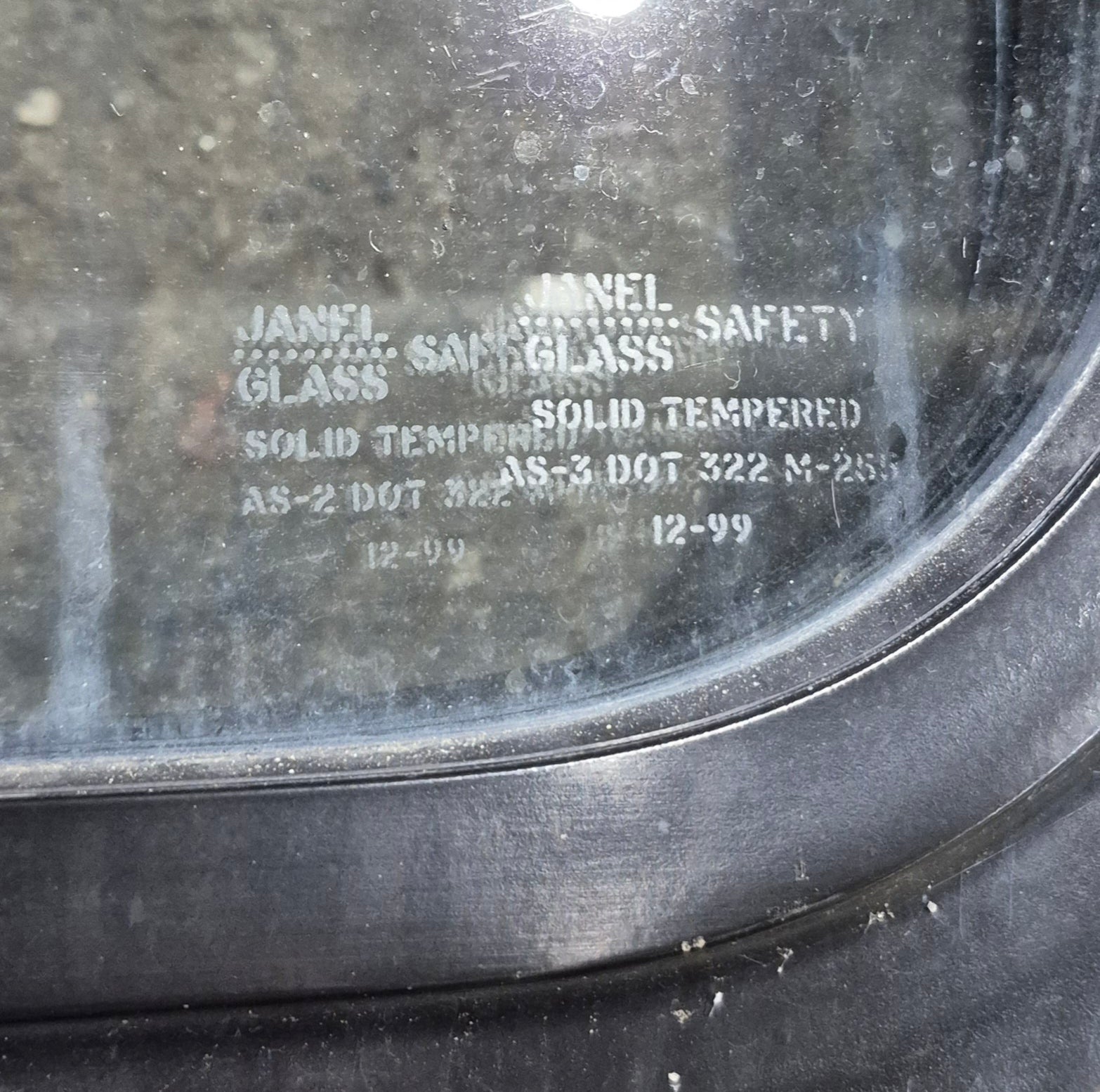 Used Black Radius Non Opening Window : 23 3/4" W x 26" H x 2" D - Young Farts RV Parts