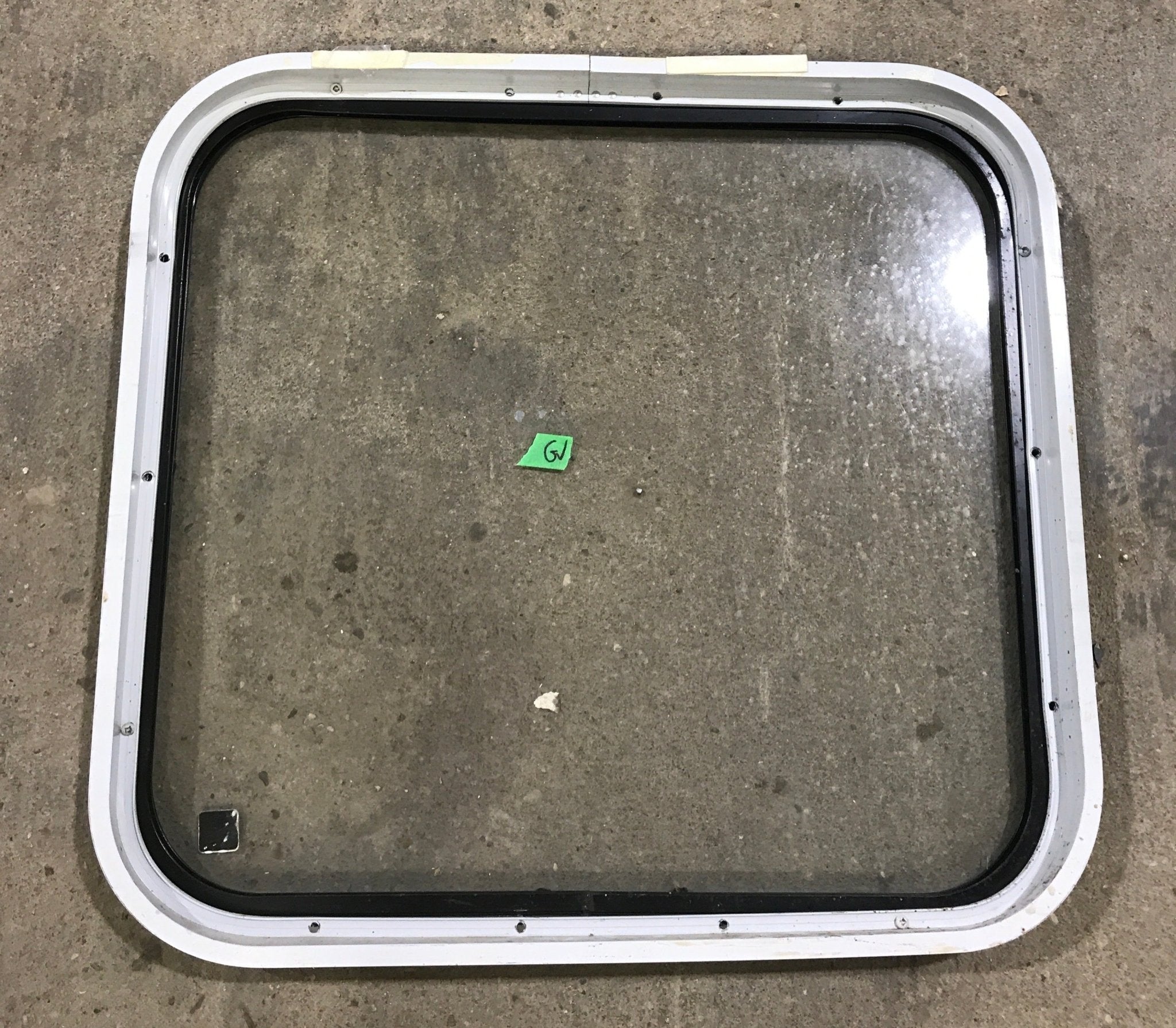 Used Black Radius Non - Opening Window : 23" W X 22" H X 2" D - Young Farts RV Parts