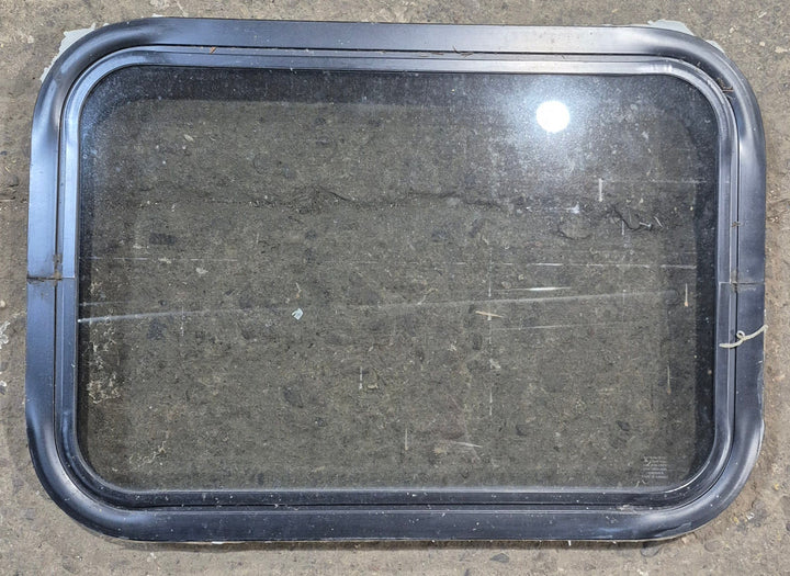 Used Black Radius Non Opening Window : 24 1/4" W x 16 3/4" H x 1 7/8" - Young Farts RV Parts
