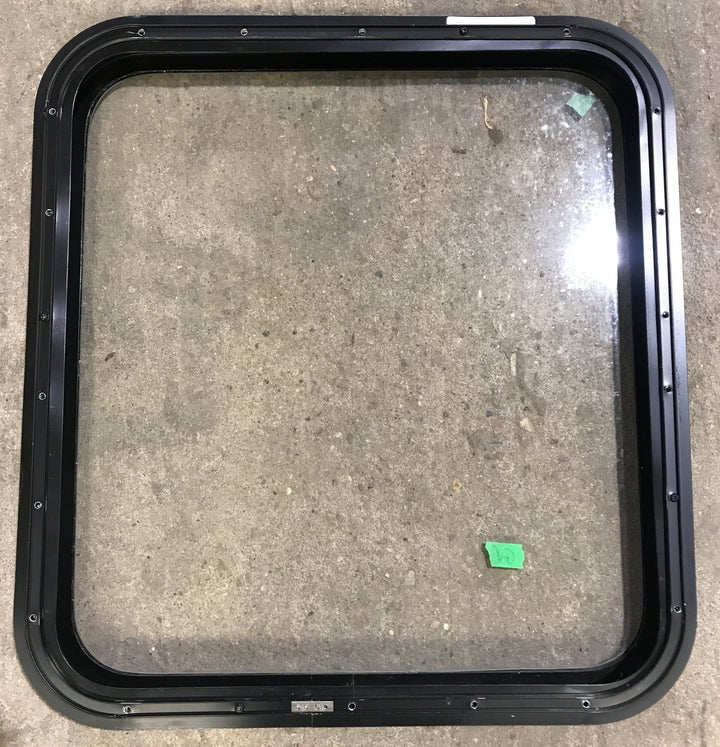 Used Black Radius Non Opening Window : 25 1/2" W x 23 1/2" H x 2" D - Young Farts RV Parts