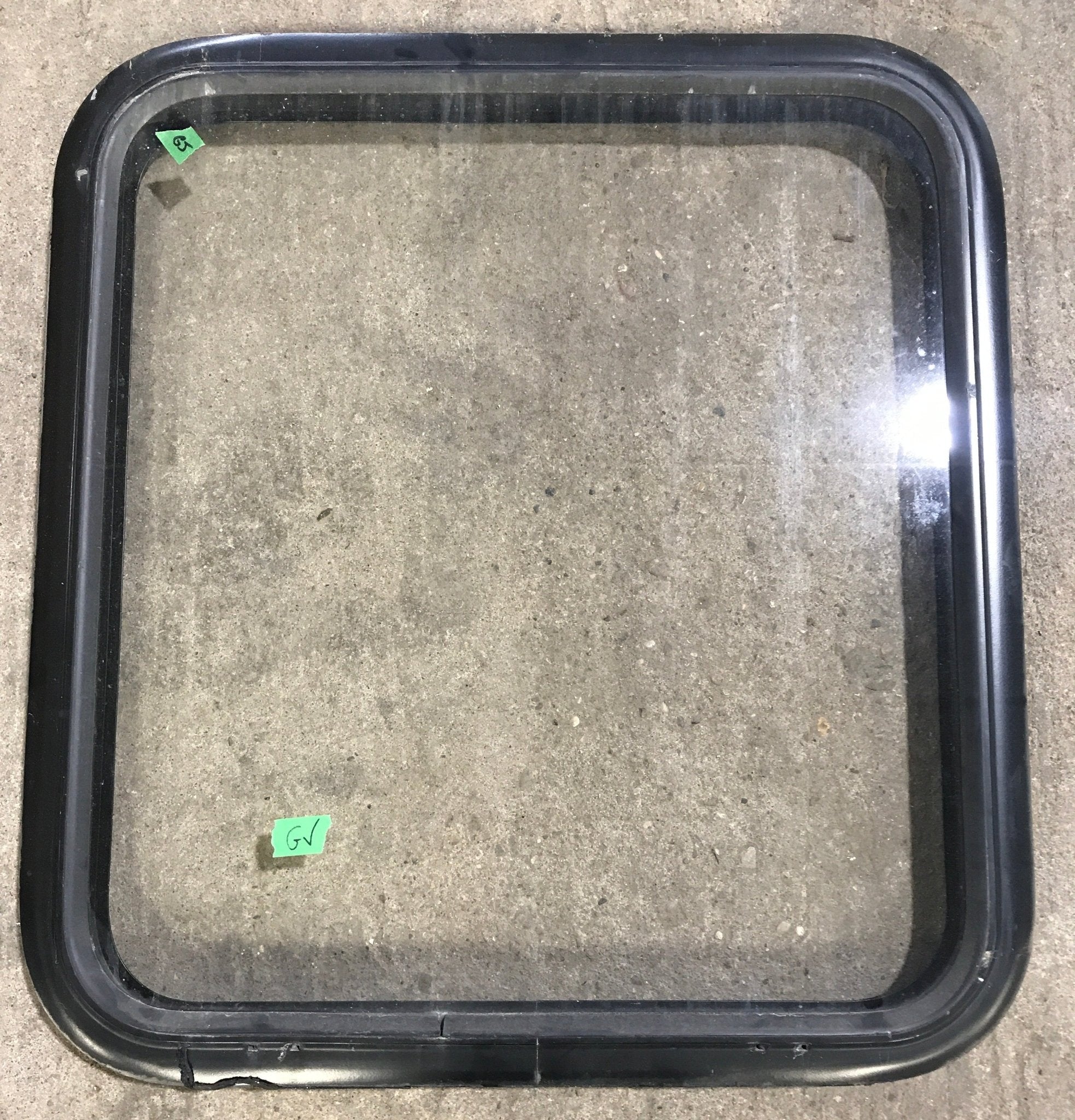 Used Black Radius Non Opening Window : 25 1/2" W x 23 1/2" H x 2" D - Young Farts RV Parts