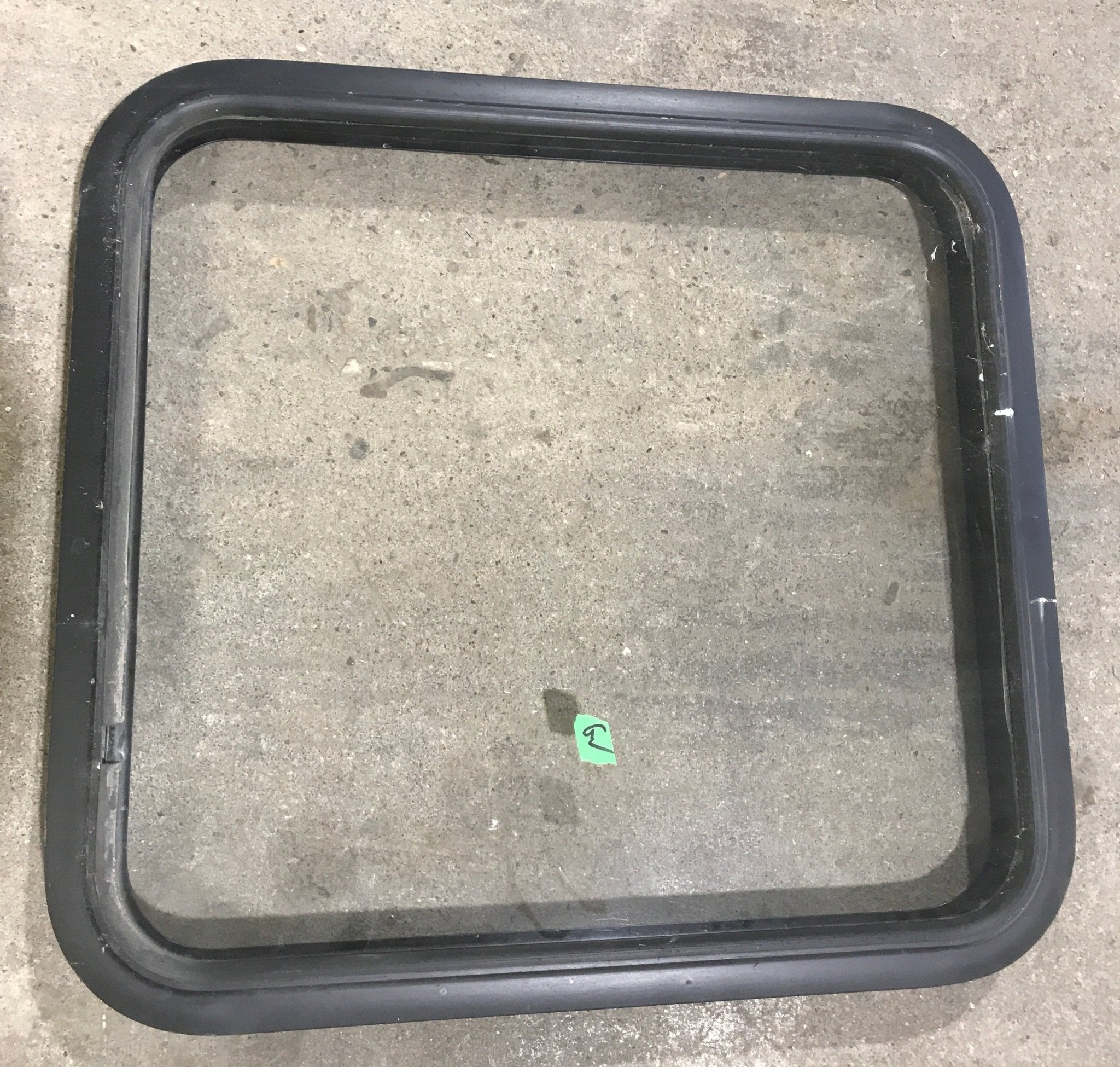 Used Black Radius Non - Opening Window : 25 1/2" W X 23 1/4" H X 2" D - Young Farts RV Parts