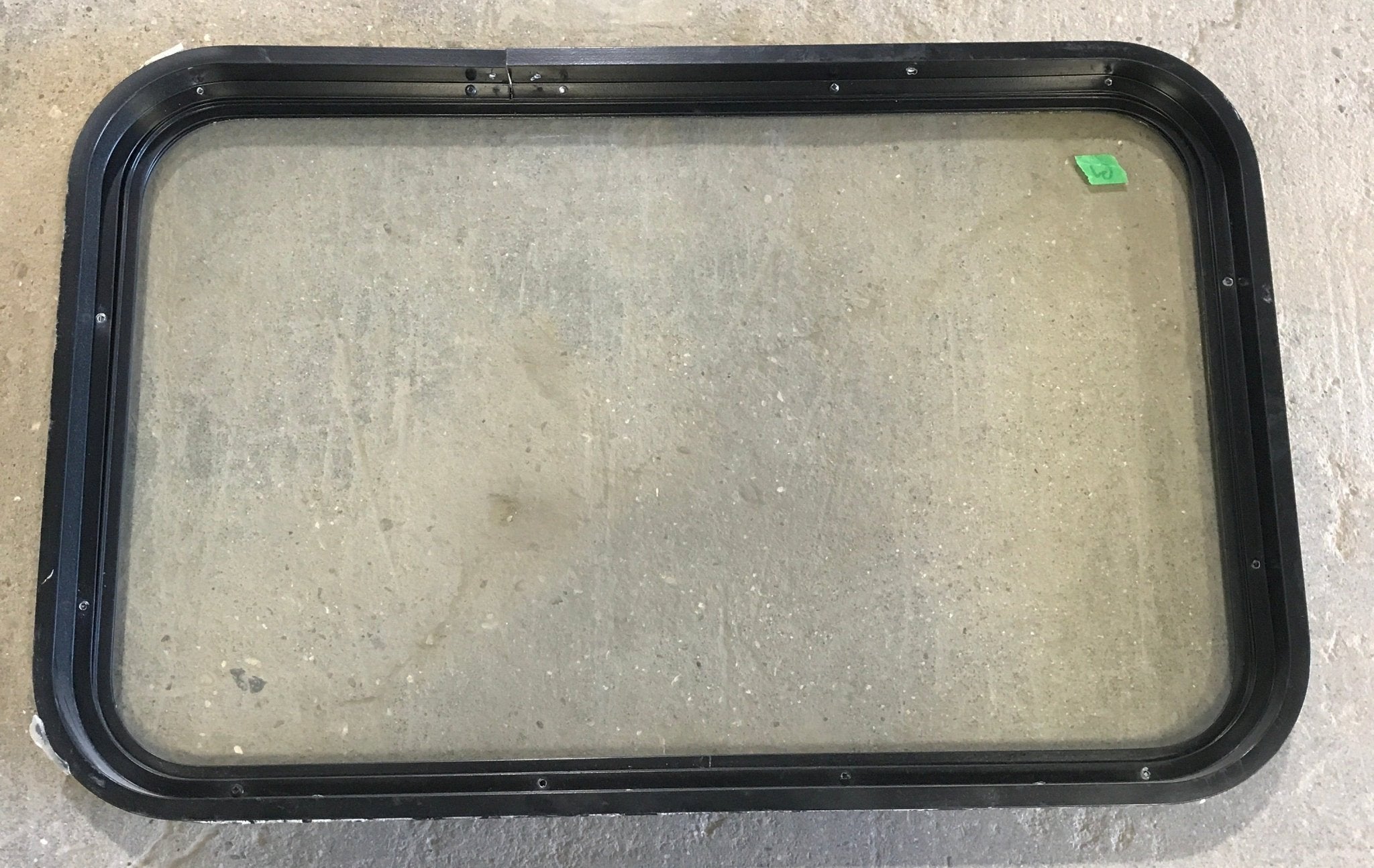 Used Black Radius Non - Opening Window : 32" W X 19 1/2" H X 2" D - Young Farts RV Parts