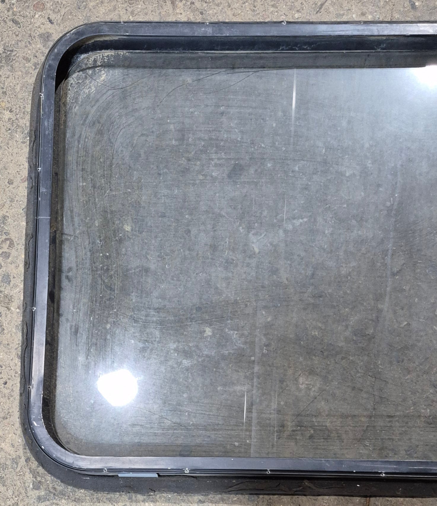 Used Black Radius Non - Opening Window : 34 1/4 x 23 1/4 x 1 1/2