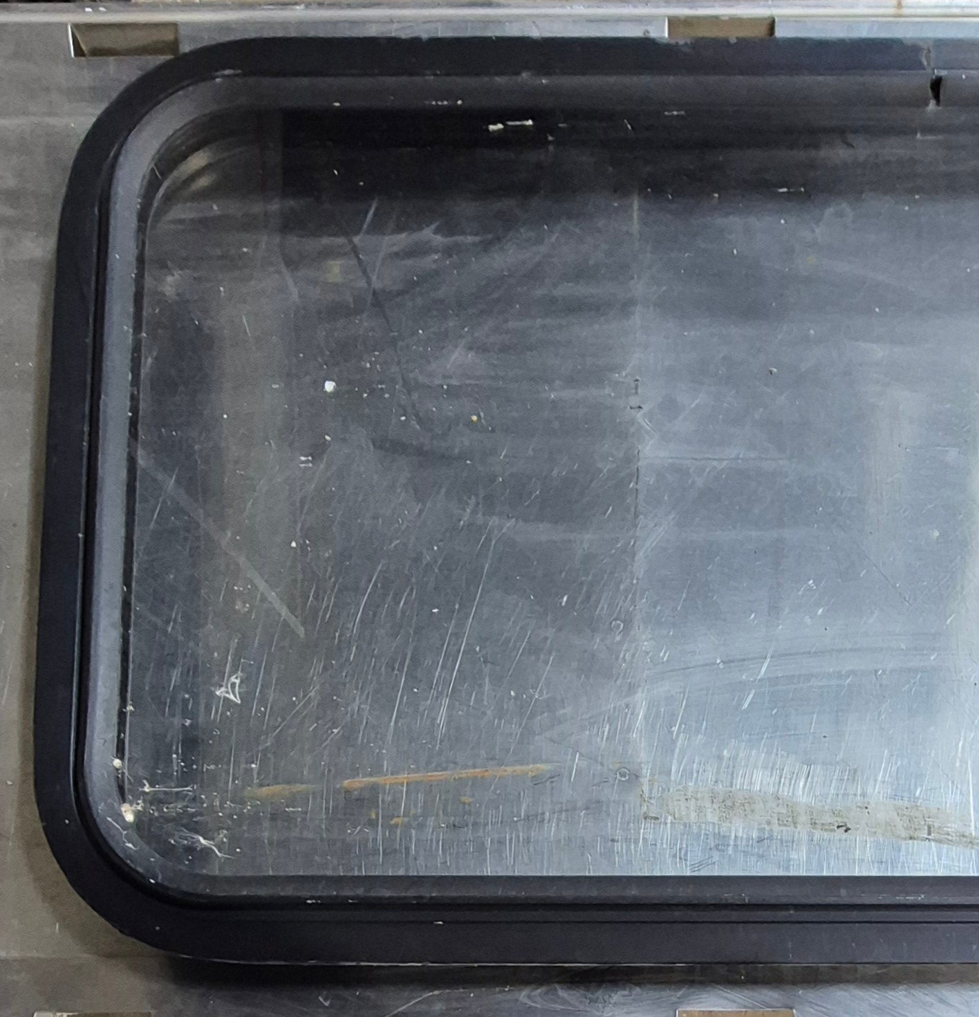 Used Black Radius Non Opening Window : 35 3/4