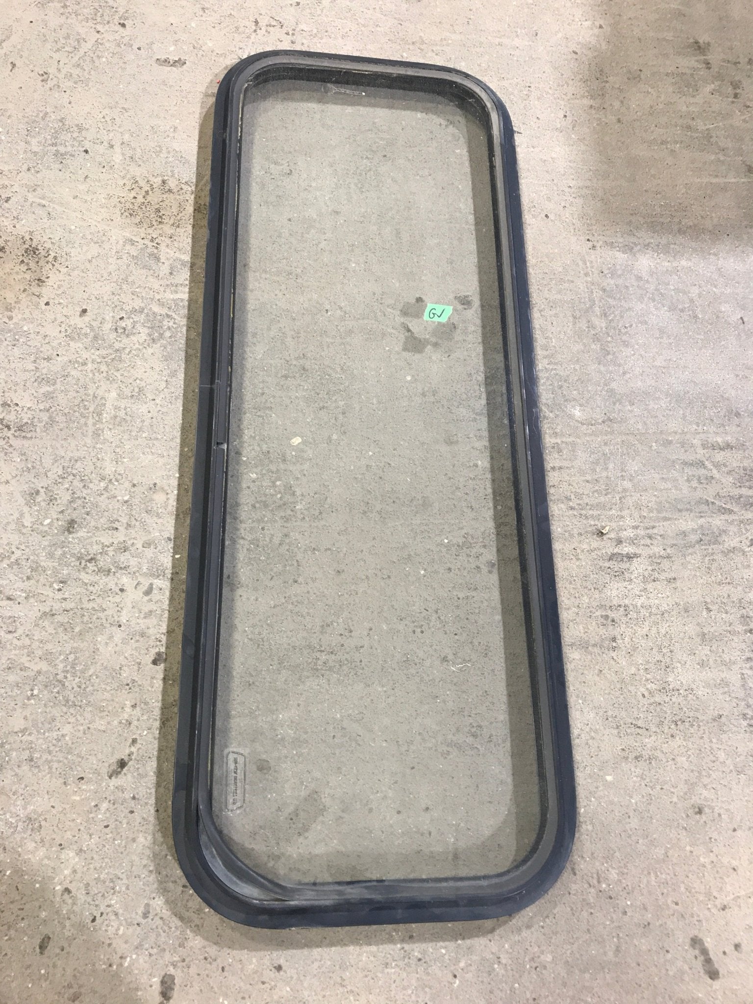 Used Black Radius Non Opening Window : 41 3/4" W x 14 3/4" H x 1 1/2" D - Young Farts RV Parts