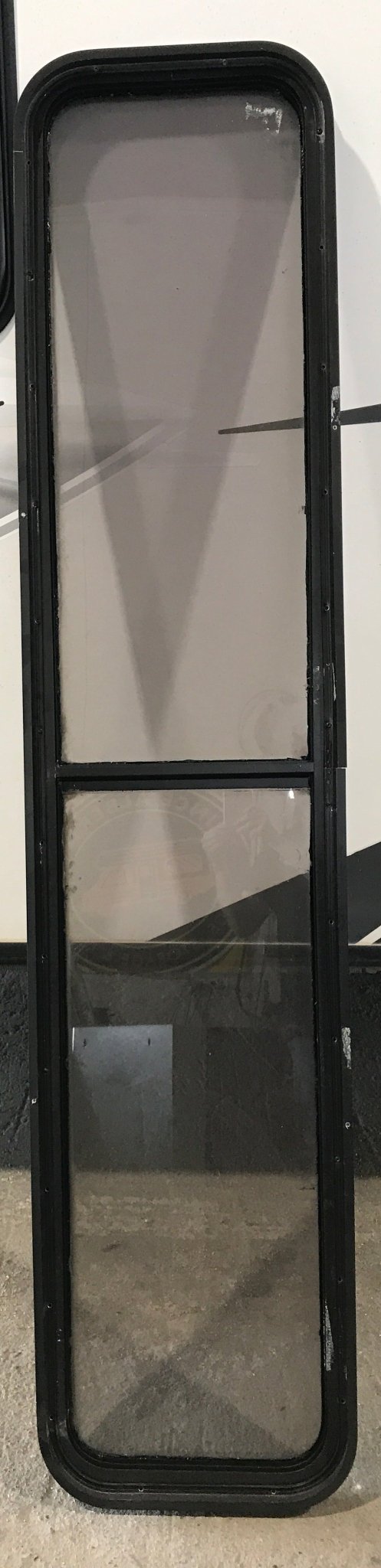 Used Black Radius Non Opening Window : 72 1/2" W x 15" H x 1 7/8" - Young Farts RV Parts