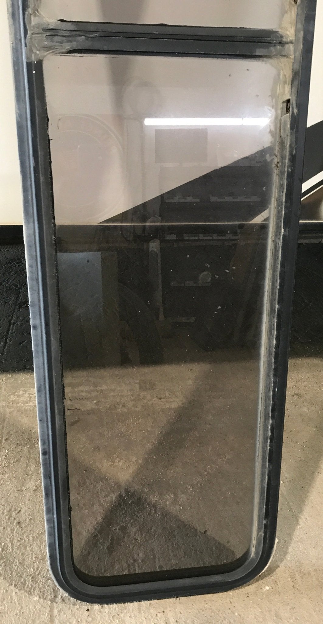 Used Black Radius Non Opening Window : 72 1/2" W x 15" H x 1 7/8" - Young Farts RV Parts