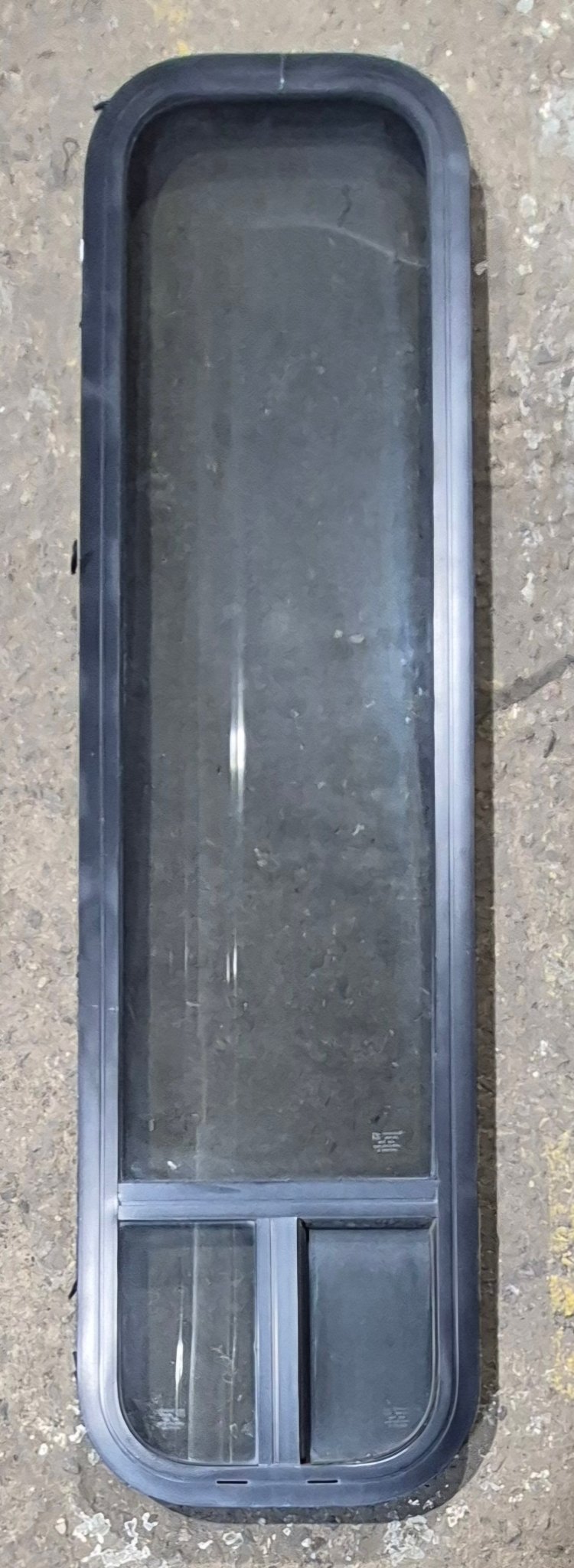 Used Black Radius Opening Window : 11 1/4" W x 47 1/4" H x 1 3/4" D - Young Farts RV Parts