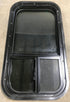 Used Black Radius Opening Window : 13 1/2" W x 25 1/2" H x 1 7/8" D - Young Farts RV Parts