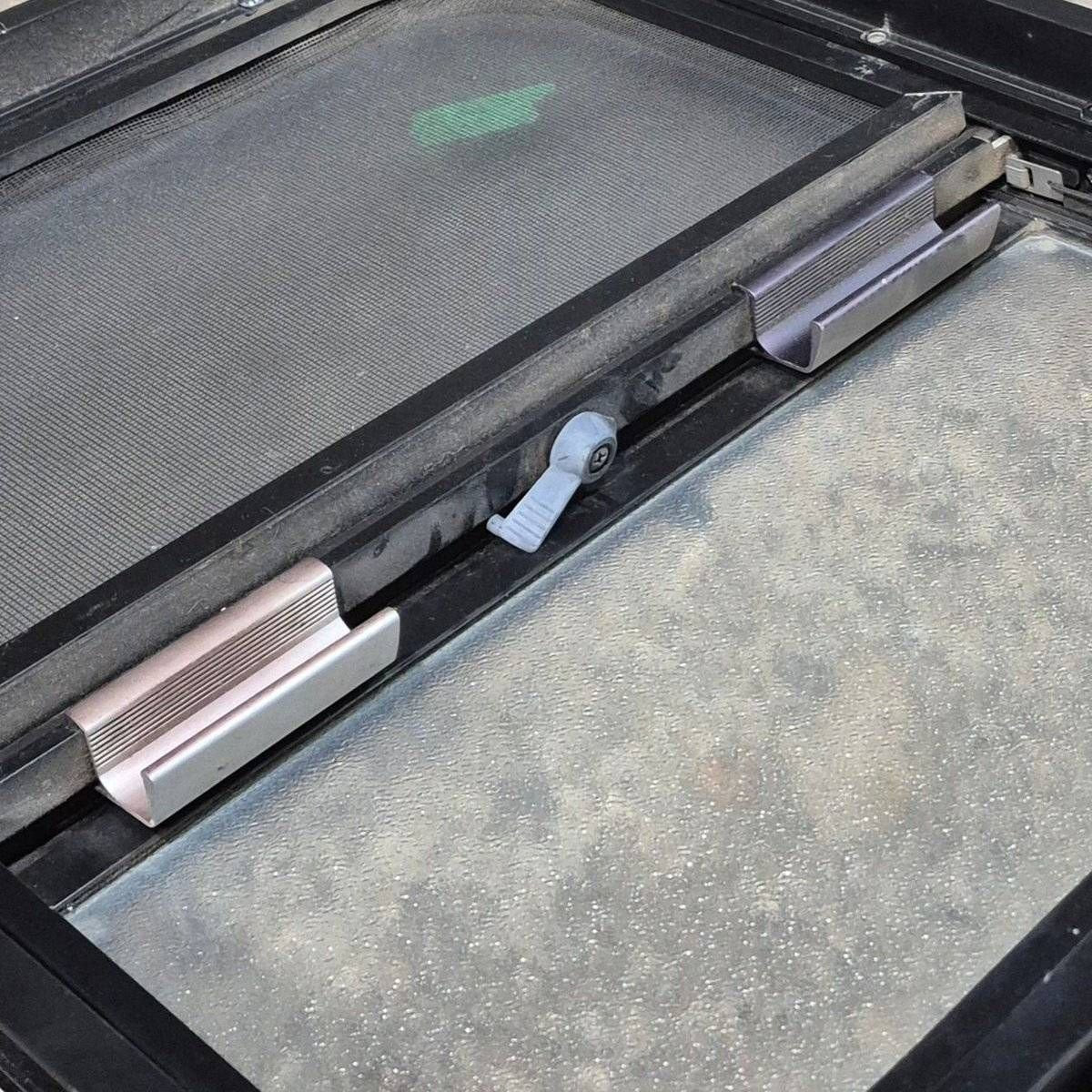 Used Black Radius Opening Window - 15.25 X 17.75 X 1.875 - Young Farts RV Parts