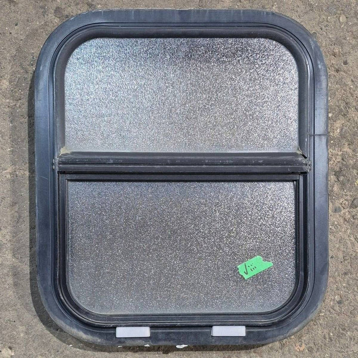 Used Black Radius Opening Window - 15.25 X 17.75 X 1.875 - Young Farts RV Parts