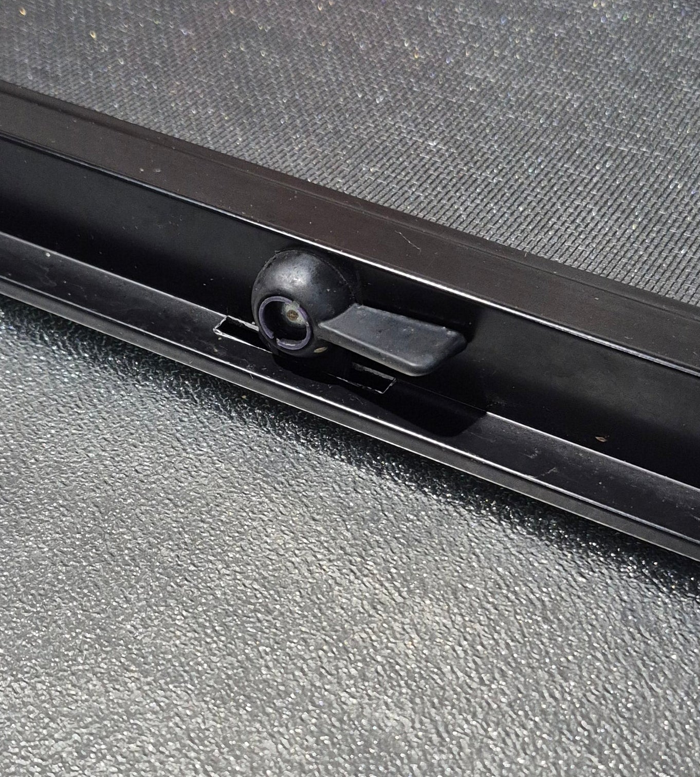 Used Black Radius Opening Window : 18 1/4" W x 17 3/4" H x 1 3/4" - Young Farts RV Parts