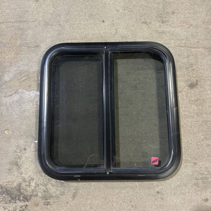 Used Black Radius Opening Window - 19.875 X 19.875 X 1.875 - Young Farts RV Parts