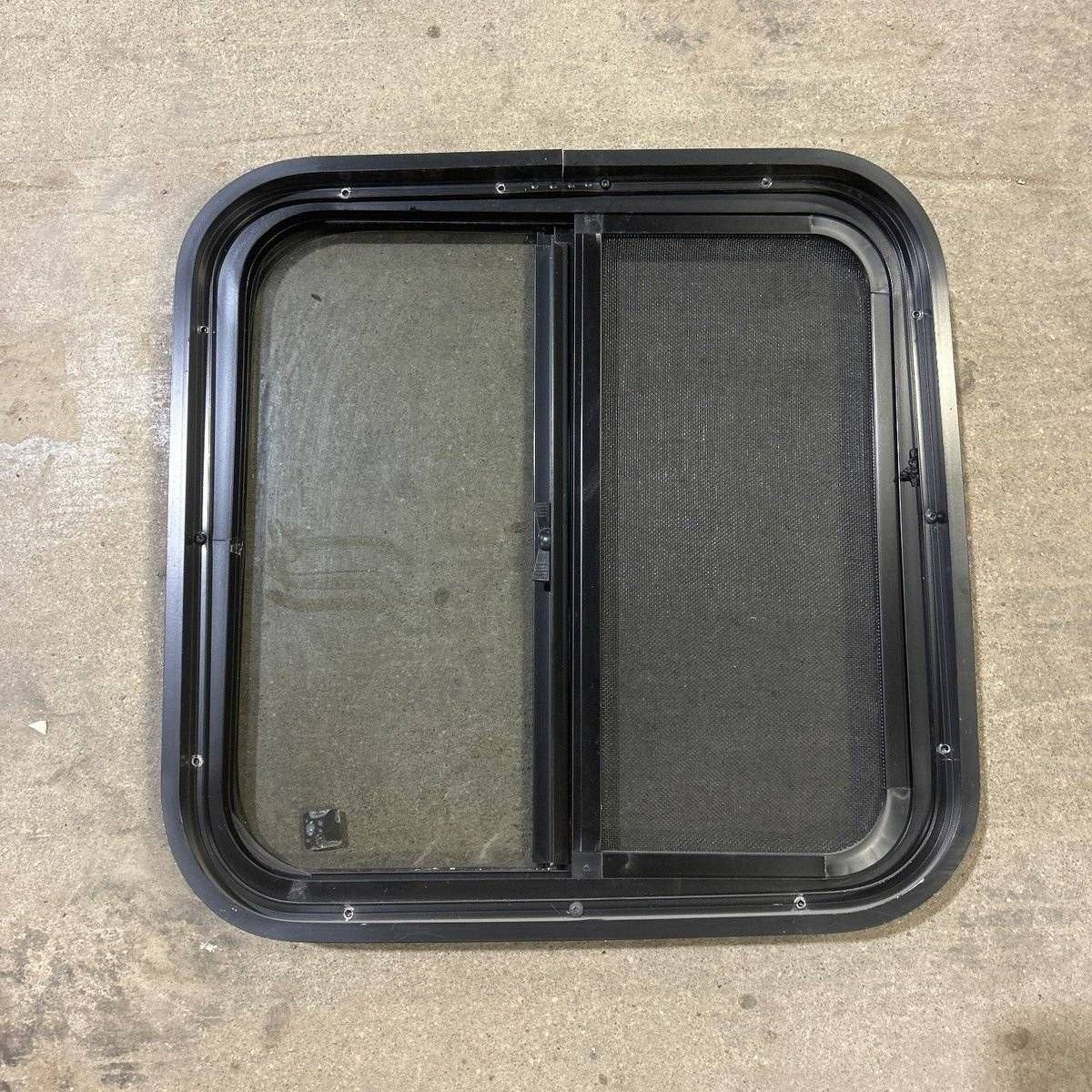 Used Black Radius Opening Window - 19.875 X 19.875 X 1.875 - Young Farts RV Parts
