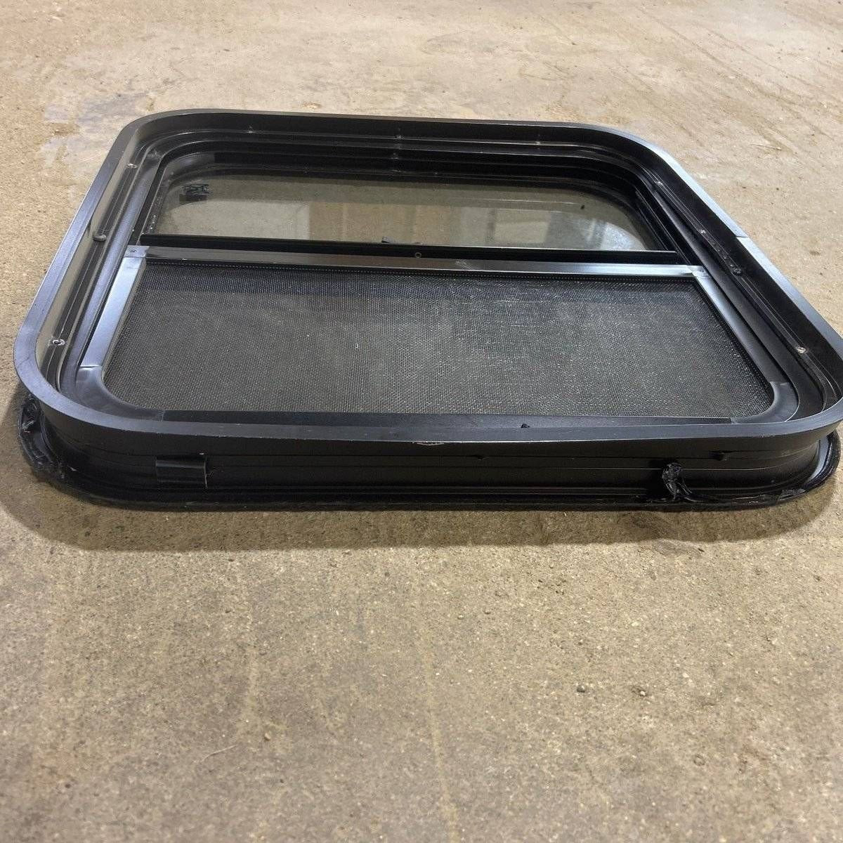 Used Black Radius Opening Window - 19.875 X 19.875 X 1.875 - Young Farts RV Parts