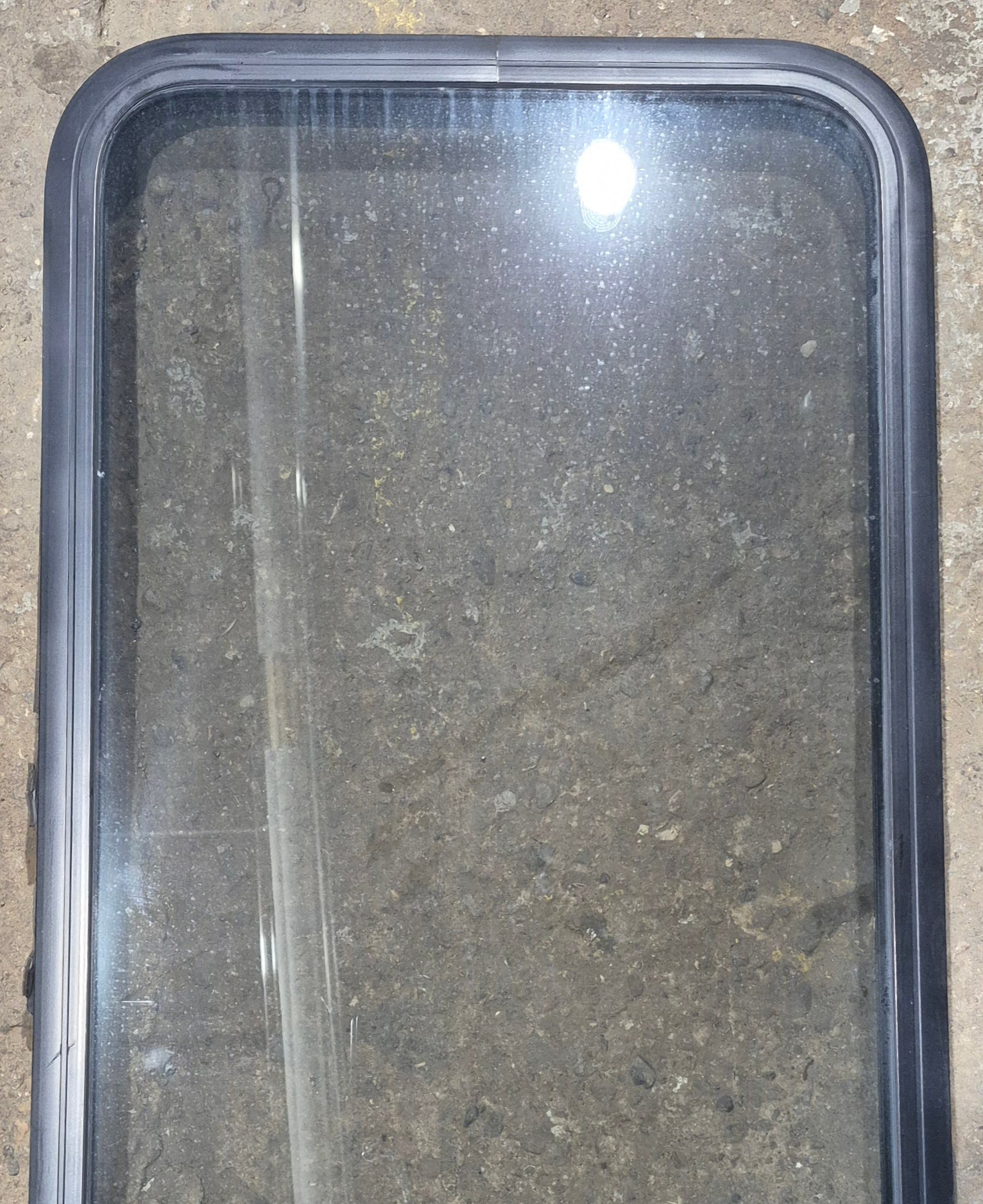 Used Black Radius Opening Window : 21 1/4" W x 47 1/4" H x 1 3/4" D - Young Farts RV Parts