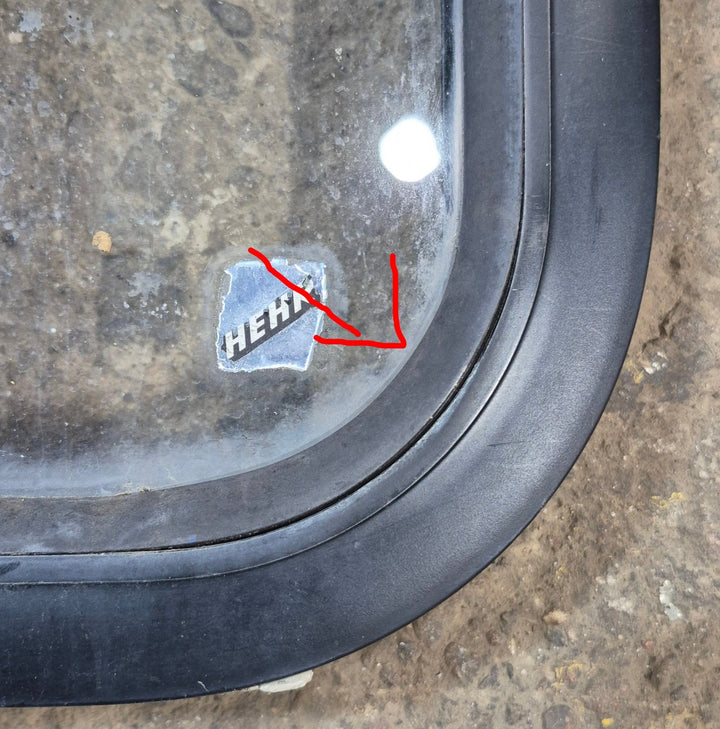 Used Black Radius Opening Window : 23 1/2" W x 14 3/4" H x 2" - Young Farts RV Parts