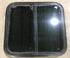 Used Black Radius Opening Window : 23 1/2" W x 21 1/2" H x 1 7/8" D - Young Farts RV Parts