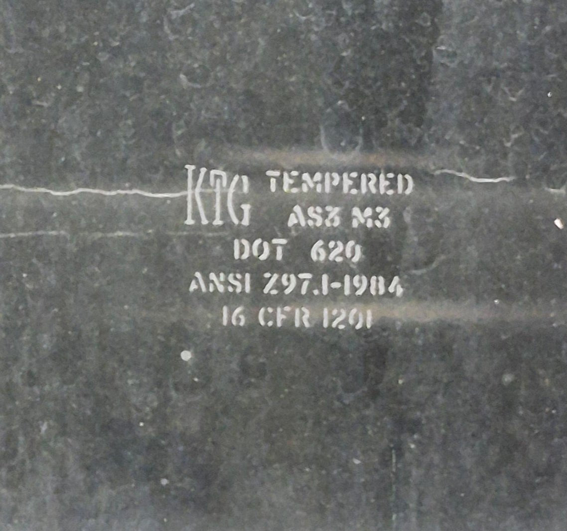 Used Black Radius Opening Window : 23 1/2" W x 21 1/4" H x 1 3/4" - Young Farts RV Parts