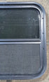 Used Black Radius Opening Window : 23 1/2" W x 21 1/4" H x 1 3/4" - Young Farts RV Parts