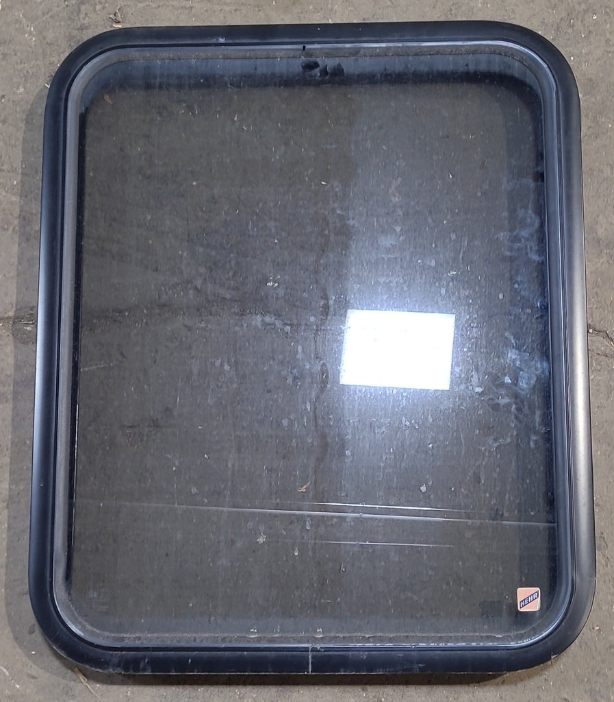 Used Black Radius Opening Window : 23 1/2" W x 28 3/4" H x 1 3/4" D - Young Farts RV Parts