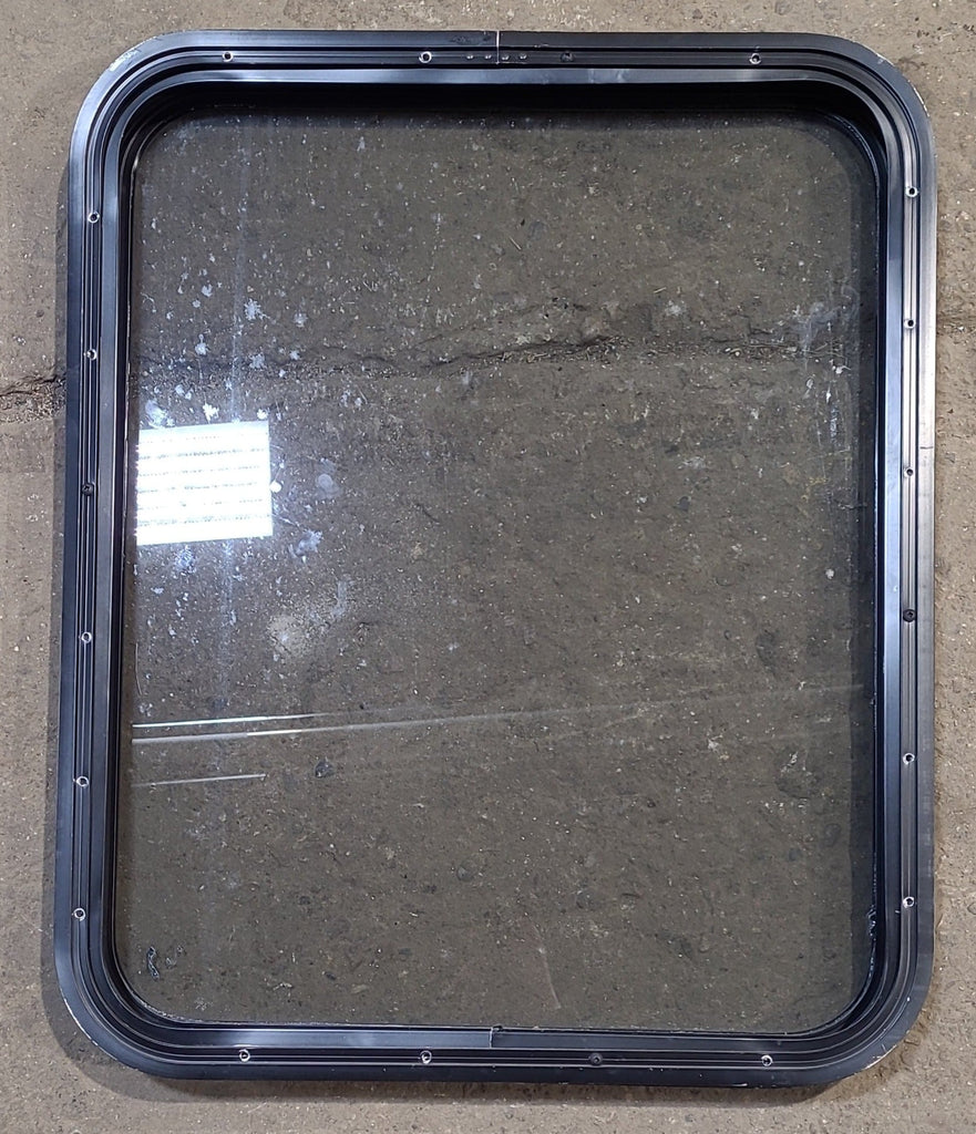 Used Black Radius Opening Window : 23 1/2" W x 28 3/4" H x 1 3/4" D - Young Farts RV Parts