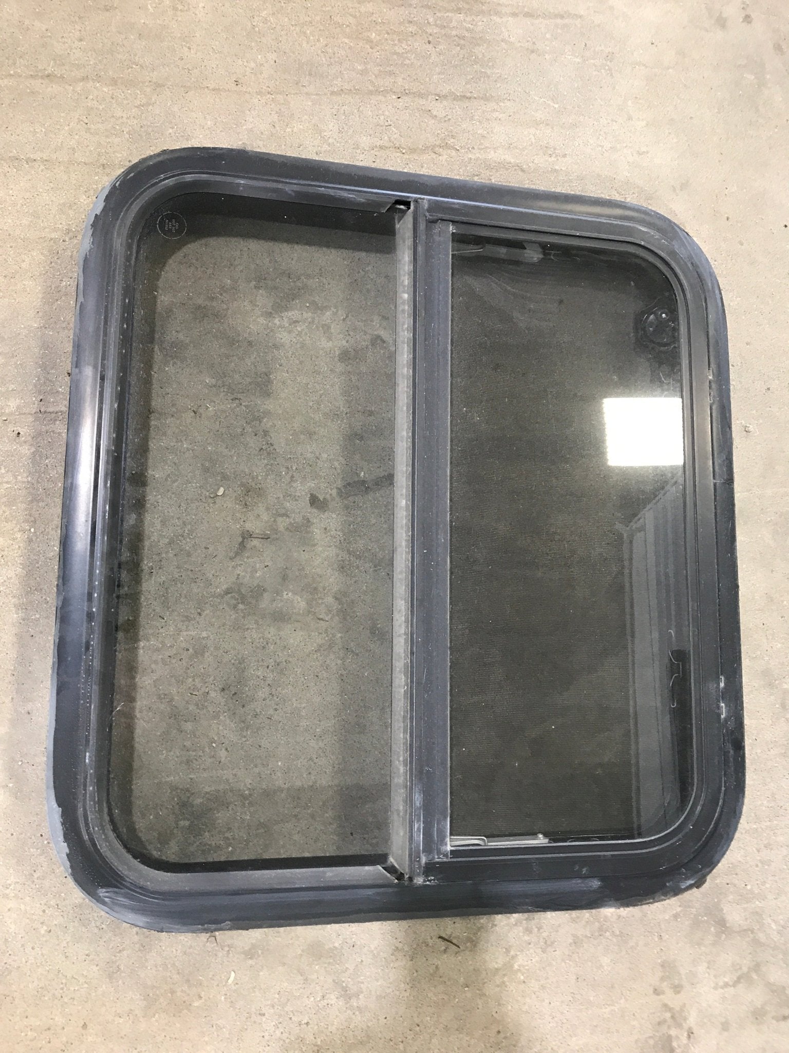 Used Black Radius Opening Window : 23 1/4" W x 21 1/4" H x 2" - Young Farts RV Parts