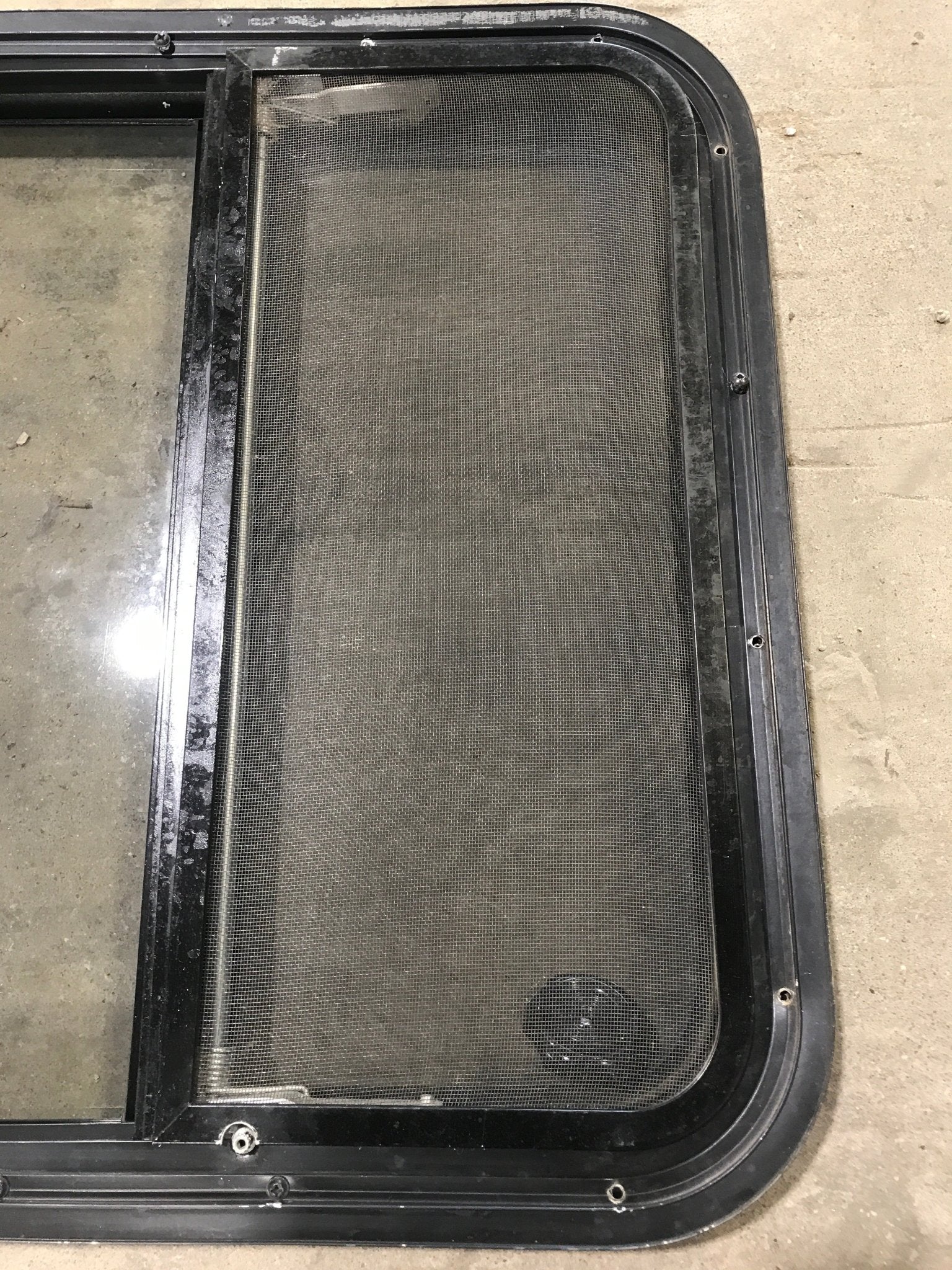 Used Black Radius Opening Window : 23 1/4" W x 21 1/4" H x 2" - Young Farts RV Parts