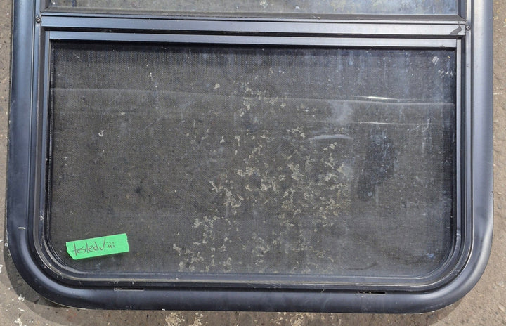 Used Black Radius Opening Window : 23 1/4" W x 28 1/4" H x 1 3/4" D - Young Farts RV Parts
