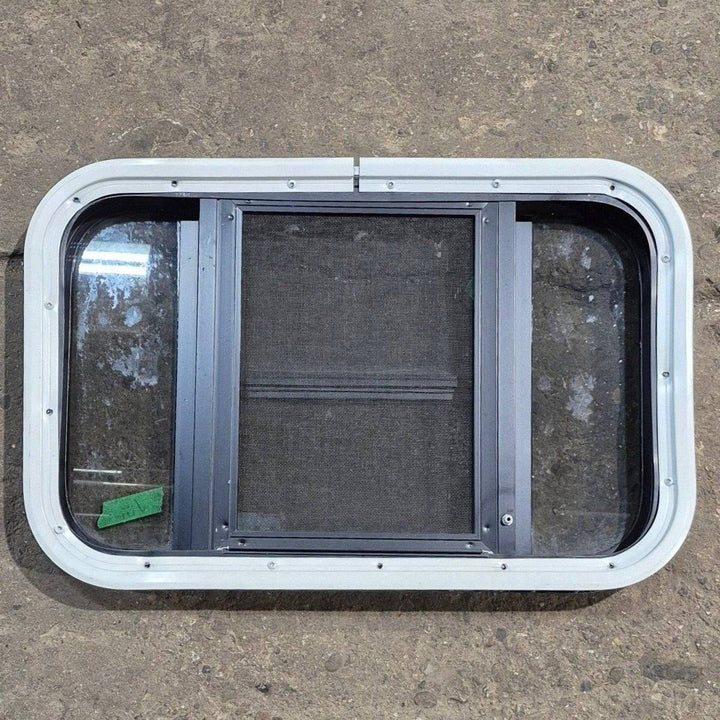 Used Black Radius Opening Window - 23 1/8" X 14 1/2" X 1 7/8" - Young Farts RV Parts