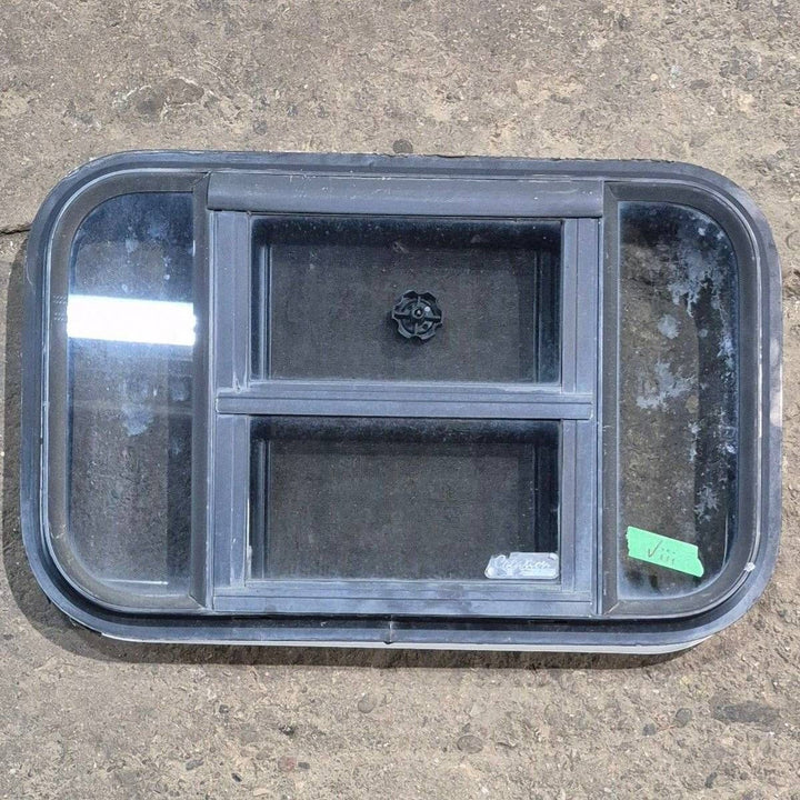 Used Black Radius Opening Window - 23 1/8" X 14 1/2" X 1 7/8" - Young Farts RV Parts