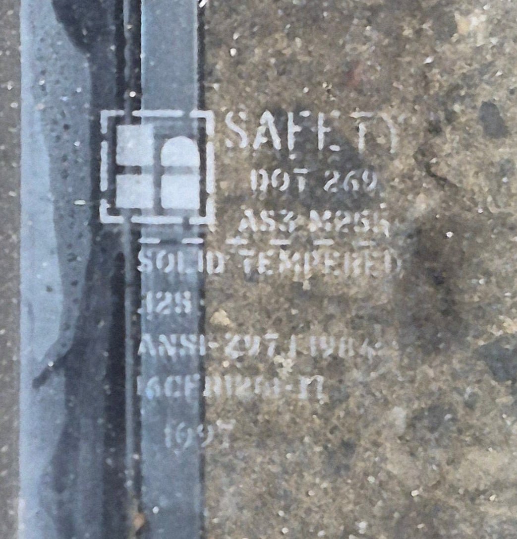 Used Black Radius Opening Window : 23 3/4" W x 17 3/4" H x 1 7/8" - Young Farts RV Parts