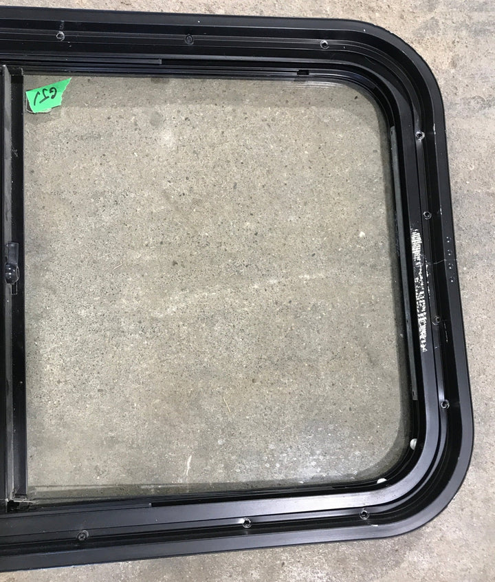 Used Black Radius Opening Window : 27 3/4" W x 18" H x 1 3/4" - Young Farts RV Parts