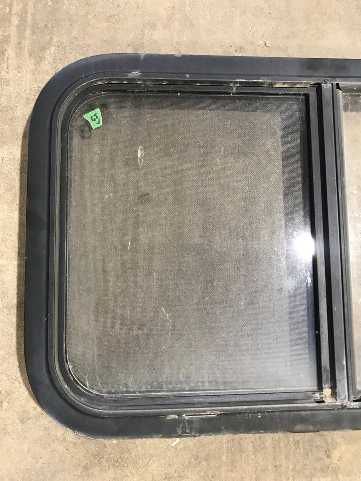Used Black Radius Opening Window : 29 1/2" W x 17 1/2" H x 2" D - Young Farts RV Parts