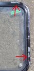 Used Black Radius Opening Window : 29 1/4" W x 21 1/2" H x 1 7/8" D - Young Farts RV Parts